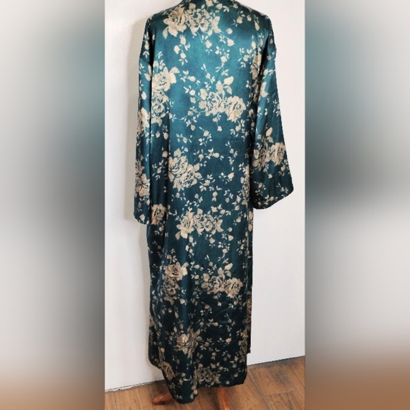 FLORAL TEAL SATIN ROBE - Picture 6 of 11
